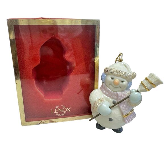 NIB Vintage 1999 Lenox Jolly Snowman Christmas Ornament Holiday Porcelain - Picture 1 of 12